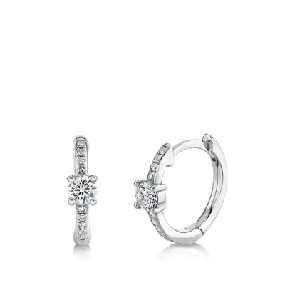 Shy Creation 1/4 ct. tw. Diamond Huggie Hoop Earrings in 14K White Gold