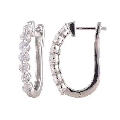 Adamante 2 ct. tw. Lab-Grown Diamond J-Hoop Earrings in 14K White Gold