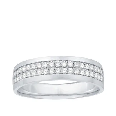 1/2 ct. tw. Men's 2-Row Diamond Wedding Band 10K White Gold