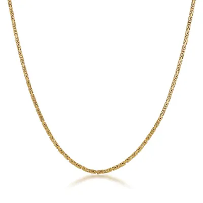 2mm 20" Byzantine Chain Necklace in 14K Yellow Gold