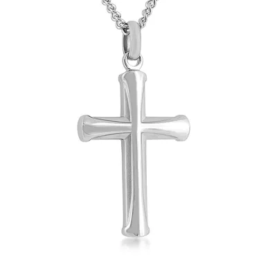 Stainless Steel Beveled Cross Pendant