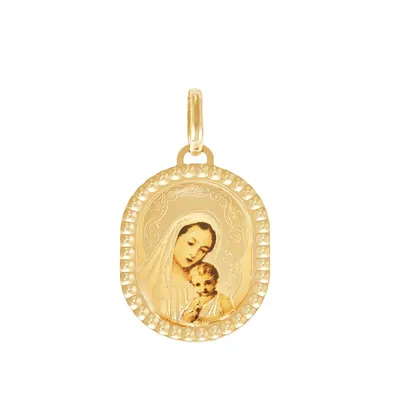 Mary & Baby Jesus Medal Pendant in 14K Yellow Gold