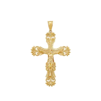 Ornate Crucifix Cross Pendant in 10K Yellow Gold