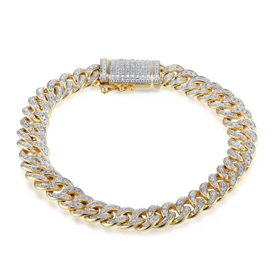 1-1/2 ct. tw. Diamond Cuban Link Bracelet in 10K Yellow Gold