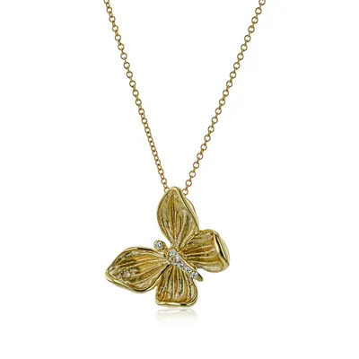 Simon G. Diamond Accent Butterfly Pendant in 18K Yellow Gold