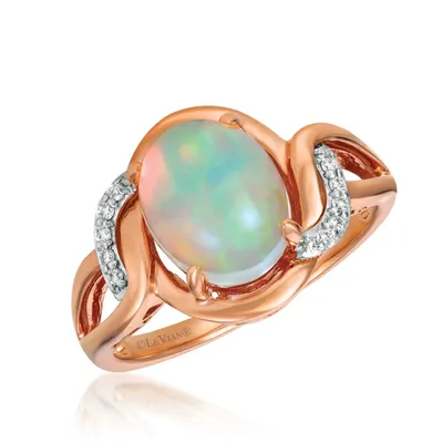 Le Vian Oval Neopolitan Opal & 1/20 ct. tw. Vanilla Diamond Twist Ring 14K Strawberry Gold