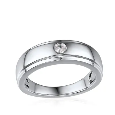 Men's 1/10 ct. tw. Diamond Ring with Step Edge 10K White Gold