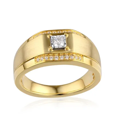 Men's 1/4 ct. tw. Princess Cut Diamond Ring 10K White & Yellow Gold