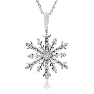 1/10 ct. tw. Diamond Snowflake Pendant in Sterling Silver