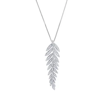 1 ct. tw. Diamond Feather Pendant in 14K White Gold