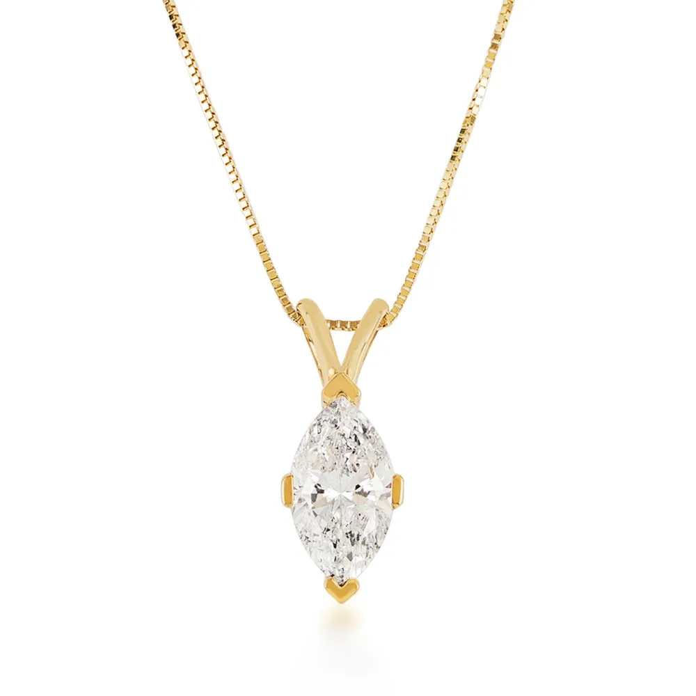 3/4 ct. tw. Marquise Diamond Solitaire Pendant in 14K Yellow Gold