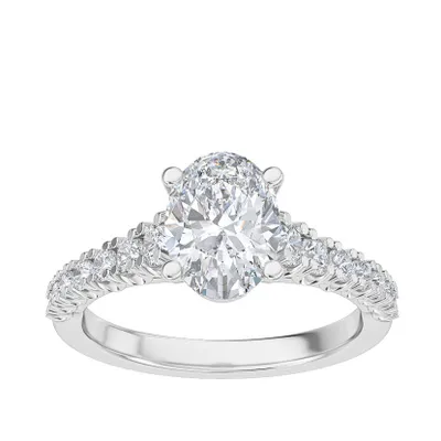 Adamante 2-1/5 ct. tw. Lab-Grown Oval Diamond Engagement Ring 14K White Gold
