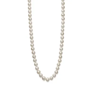 24" White Freshwater 7.5-8.5mm Pearl Strand Necklace in 14K Yellow Gold