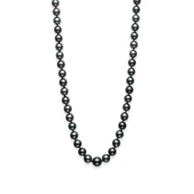 8-10mm Tahitian Black Pearl Necklace in 14K White Gold