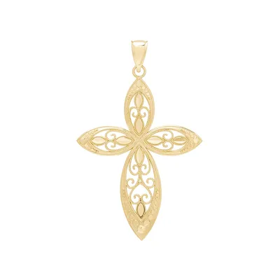 Filigree Milgrain Cross Pendant in 10K Yellow Gold