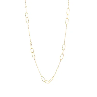 Paperclip & Cable Chain Necklace in 10K Yellow Gold