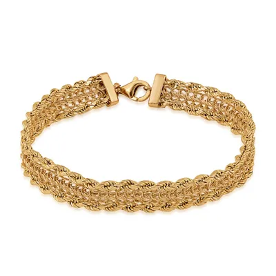 7.25" Woven Link with Rope Edge Bracelet in 10K Yellow Gold