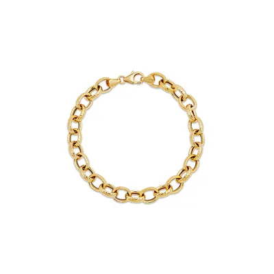 7.25" Faceted Oval Link Bracelet in 14K Yellow Gold