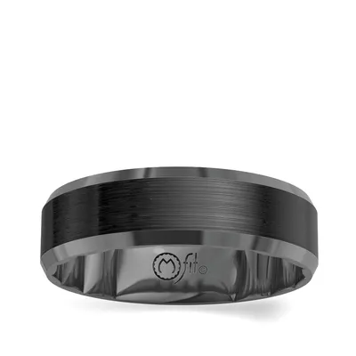 MFIT Men's 8MM Satin Center Wedding Band Black Rhodium Plated 10K White Gold