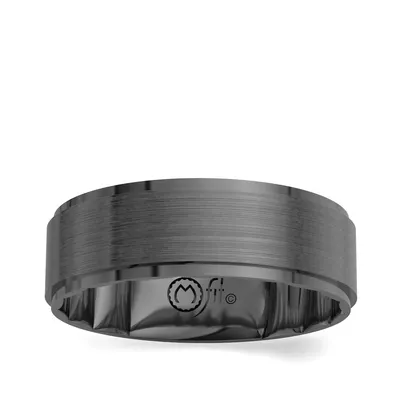 MFIT Men's 7MM Satin Center Wedding Band Black Rhodium Plated 10K White Gold