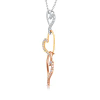 Kallati 1/3 ct. tw. Diamond Triple Heart Pendant in 14K Tri-Tone Gold