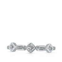 Kallati 1/4 ct. tw. Princess Cut & Baguette Diamond Bezel Set Ring 14K White Gold