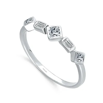 Kallati 1/4 ct. tw. Princess Cut & Baguette Diamond Bezel Set Ring 14K White Gold