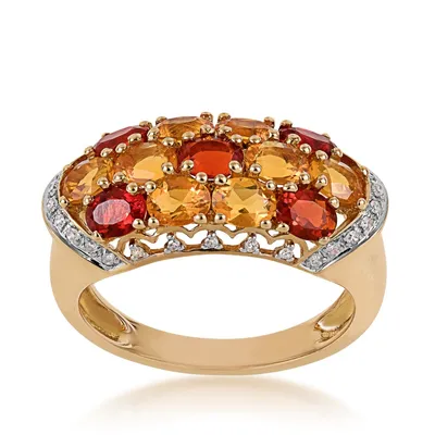 Fire Opal & 1/10 ct. tw. Diamond Fashion Ring 14K Yellow Gold