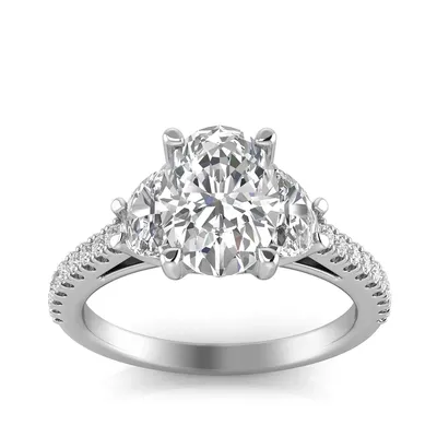 Adamante 2 ct. tw. Lab-Grown Oval & Half Moon Diamond Engagement Ring 14K White Gold