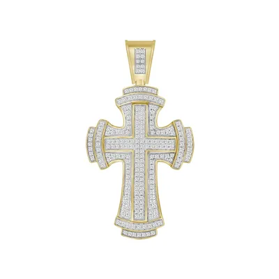 1/2 ct. tw. Diamond Flared Cross Pendant in 10K Yellow Gold