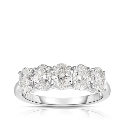 1-9/10 ct. tw. Oval Diamond 5-Stone Anniversary Ring 14K White Gold