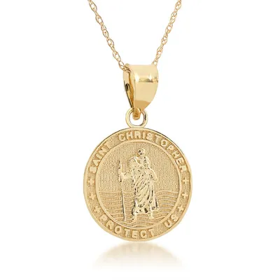 Saint Christopher Medal Pendant in 14K Yellow Gold