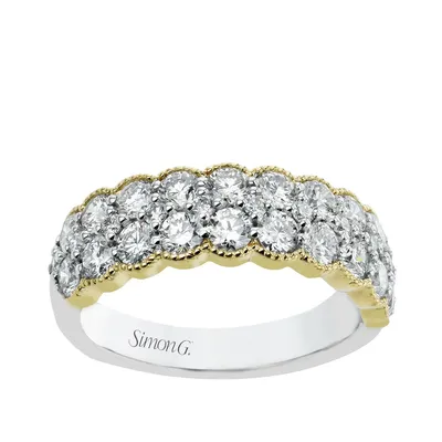 Simon G. 1-5/8 ct. tw. Round Brilliant Diamond Two Row Anniversary Ring 18K White & Yellow Gold