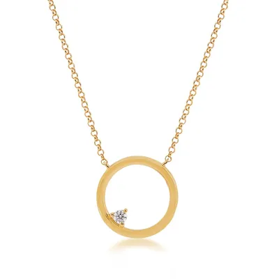 Circle Necklace with Diamond Accent in 10K Yellow Gold