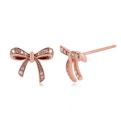 Love Knot 1/10 ct. tw. Diamond Bow Earrings in 10K Pink Gold