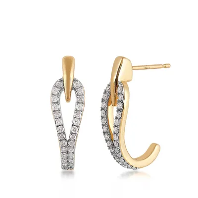 1/3 ct. tw. Diamond Open J-Hoop Earrings in 10K Yellow Gold