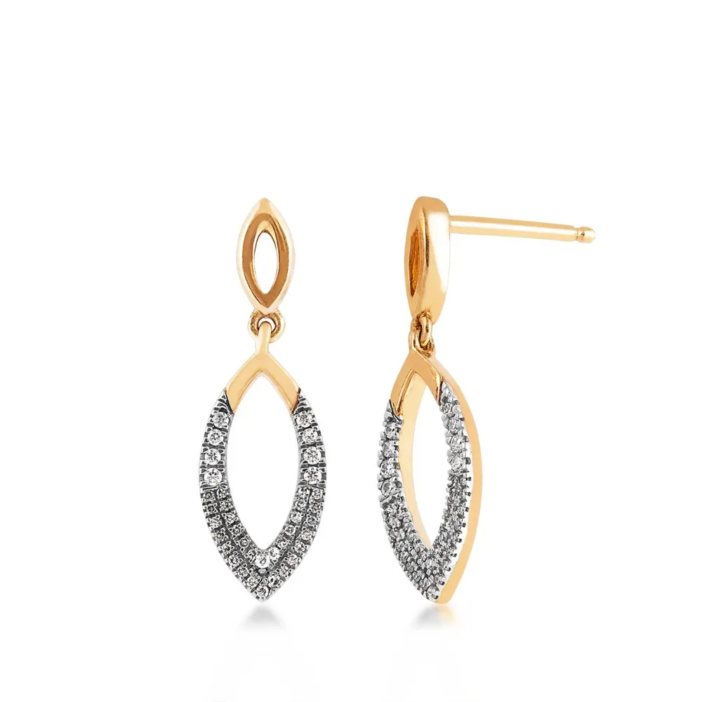 1/6 ct. tw. Diamond Marquise-Shaped Drop Earrings in 10K Yellow Gold