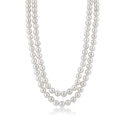 6-6.5mm Cultured Akoya Pearl Double Row Necklace in 14K Yellow Gold