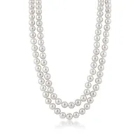 6-6.5mm Cultured Akoya Pearl Double Row Necklace in 14K Yellow Gold