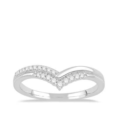 1/7 ct. tw. Diamond Double Row Chevron Anniversary Band 14K White Gold