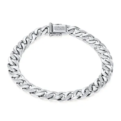 1/6 ct. tw. Diamond Miami Cuban Chain Bracelet in Sterling Silver