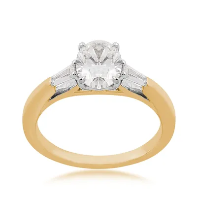 Adamante -3/4 ct. tw. Lab-Grown Oval & Baguette Diamond Engagement Ring 14K Gold