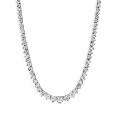 Adamante 3 ct. tw. Lab-Grown Diamond Riviera Necklace with Miracle Plates in 10K White Gold