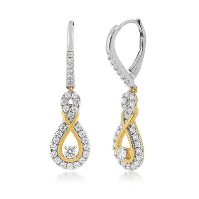 Adamante x Infinite Love 1 ct. tw. Lab-Grown Diamond Infinity Drop Earrings in 10K White & Yellow Gold