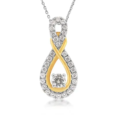 Infinite Love 1 ct. tw. Lab-Grown Diamond Infinity Pendant in 10K White & Yellow Gold