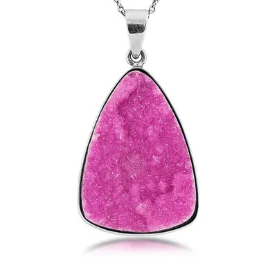 Pink Calcite Pendant in 14K White Gold