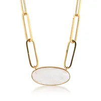 Oval Moonstone Necklace in 14K Yellow Gold