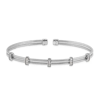 1/4 ct. tw. Diamond Flexible Open Cuff Bracelet in 14K White Gold