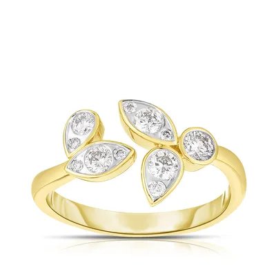 3/8 ct. tw. Diamond Floral Open Ring 14K Yellow Gold