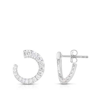 3/4 ct. tw. Diamond Forward-Facing Small Round Hoop Earrings in 14K White Gold